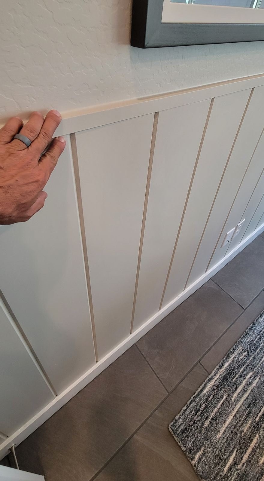 Board-and-batten wainscoting